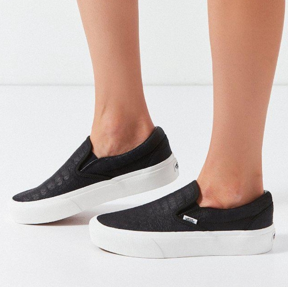 Vans Classic Slip-On Suede Emboss Black Platform Sneaker - Picture 10 of 10